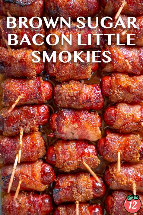 Brown Sugar Bacon Little Smokies | 12 Tomatoes Brown Sugar Smokies Wrapped In Bacon, Little Smokies Bacon Brown Sugar, Smokies With Bacon And Brown Sugar, Little Smokies With Bacon Brown Sugar, Brown Sugar Lil Smokies Bacon, Little Smokies And Bacon, Lil Smokies Bacon And Brown Sugar, Bacon Cocktail Weenies, Cocktail Weiners Bacon Brown Sugar