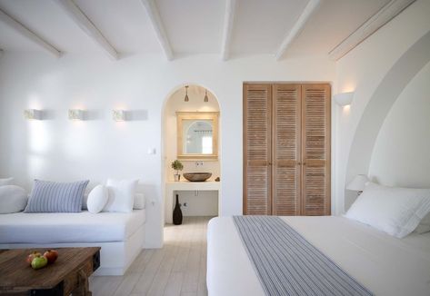 Naxos Greece . Villa Marandi . Bedroom Interior Straw Bale House, Greek House, Interior Design Magazine, Design Del Prodotto, Bedroom Themes, Design Case, Interior Design Trends, 인테리어 디자인, Interior Design Bedroom