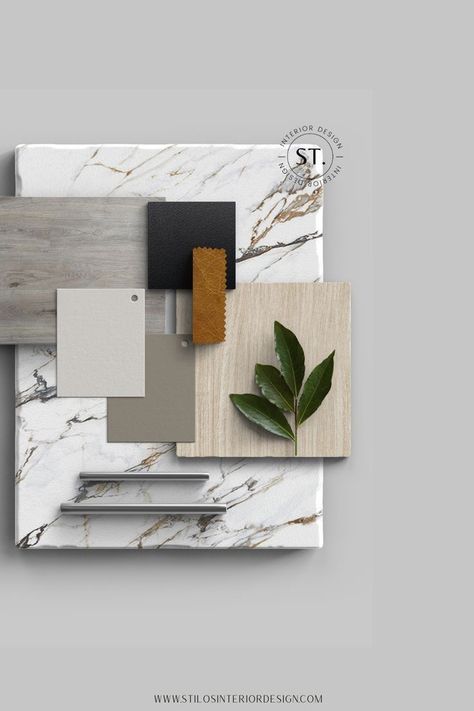 Grey Floor Mood Board, Gray Floor Mood Board, Scandinavian Interior Material Board, Gray Floor Interior Design, Material Board Kitchen, Scandinavian Material Board, Marble Material Board, Materials Board Interior Design Kitchen, Kitchen Flat Lay