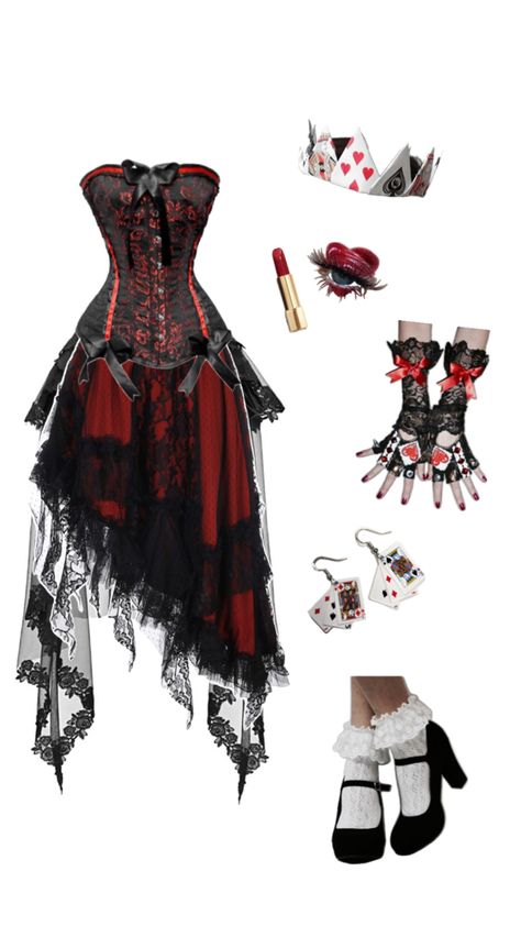 Alice in wonderland Queen Of Hearts Halloween Costume, Queen Of Hearts Halloween, Alice In Wonderland Outfit, Off With Their Heads, Queen Of Hearts Costume, Alice In Wonderland Costume, Wonderland Costumes, Fantasy Princess, Queen Costume