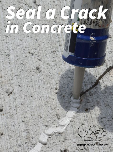 We had poured our concrete late last summer / early fall and I was really worried that it would crack. It did :( Here's the super easy lowdown on how to seal a crack in concrete! Fix Cracked Concrete, Repair Cracked Concrete, Paint Concrete Patio, Concrete Patio Makeover, Cement Patio, Concrete Patios, Stamped Concrete Patio, Home Design Diy, Concrete Driveways