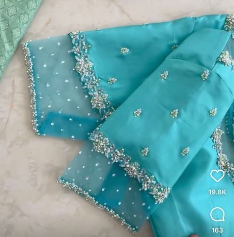 Self Colour Blouse Designs, Net Hands Blouse Designs, Silver Work Blouse Designs, Maggam Work Net Blouse Designs, Silver Zari Work Blouse, Aari Work Saree, Net Saree Blouse Designs, Basic Blouse Designs, Blue Blouse Designs