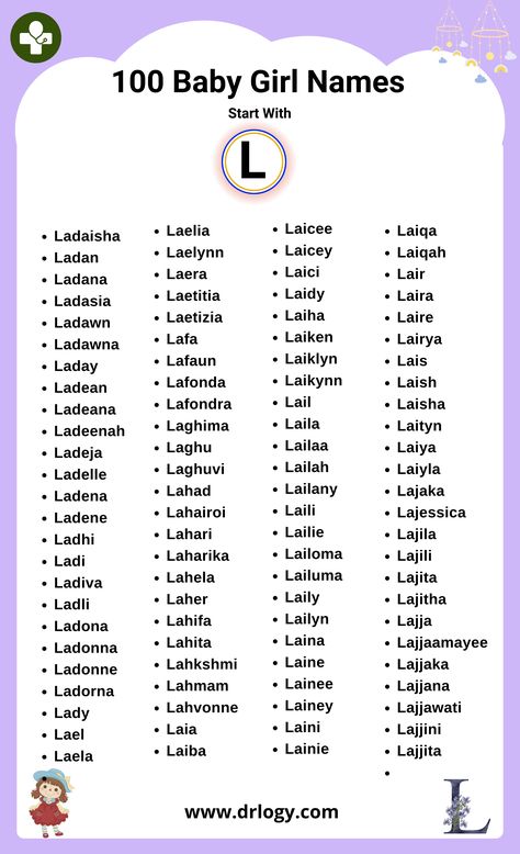 Best baby girl names L Names For A Girl, L Names For Girls, L Girl Names, Best Baby Girl Names, L Baby Girl Names, Names Beginning With L, L Baby Names, Girl Names Unique, Star Names