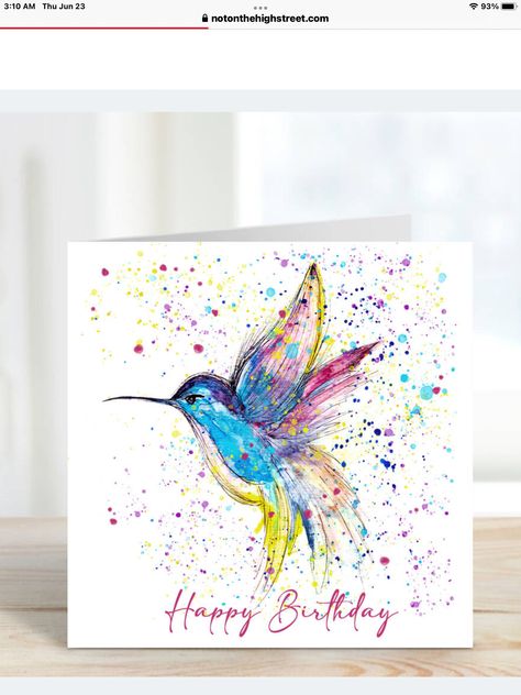 Birthday Card Watercolour Ideas, Watercolor Birthday Card For Friend, Hummingbird Birthday Cards, Happy Birthday Sister Cards Handmade, Hand Painted Valentine Cards Watercolors, Happy Birthday Canvas Painting, Watercolor Birthday Card Man, Birthday Card Painting Ideas, Watercolor Birthday Card Diy