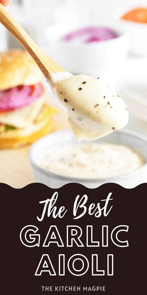 Garlic Aioli Garlic Aioli Sauce, Homemade Dressings, Aioli Sauce, Easy Apps, Garlic Aioli, Crowd Pleasing Recipes, Gravy Sauce, Butter Recipes, Cat Recipes