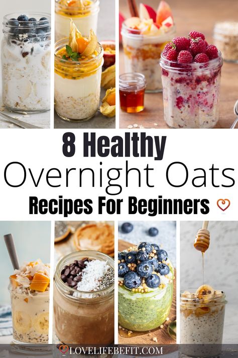 Easy Overnight Oats Recipes, Oats In A Jar, Overnight Oats In A Jar, Best Overnight Oats Recipe, Healthy Overnight Oats, Overnight Oats Recipes, Chocolate Blueberry, Vegan Overnight Oats, Oat Recipes Healthy