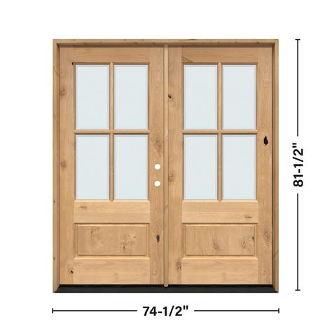 White Oak Exterior Door, White Oak French Doors, Farmhouse Doors Exterior Front Entrances, Light Wood Front Door, French Doors Exterior Entrance, Homestead Exterior, Double Wood Front Doors, Wood Front Entry Doors, Cottage Front Doors