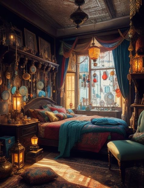 Howls Moving Castle Living Room, Howl Pendragon Bedroom, Howls Moving Castle Inspired Bedroom, Castlecore Bedroom, Knightcore Aesthetic Room, Howl Bedroom Aesthetic, Howls Moving Castle Interior Design, Steampunk Room Aesthetic, Howls Moving Castle Interior