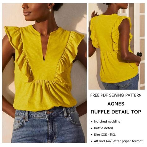 Ruffle Top Pattern, Paper To Print, Milkmaid Dress, Free Pdf Sewing Patterns, Sewing Shirts, Save The Earth, Free Pdf Pattern, Dress Making Patterns, Top Sewing Pattern