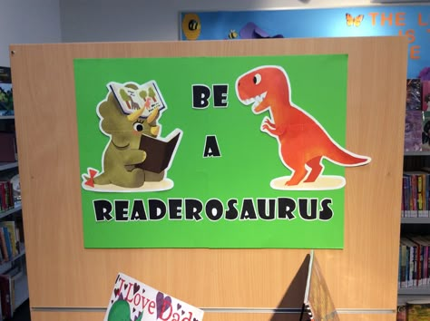 Be a Readerosaurus.   A Dinovember display at Doveton Library Dinosaur Library Display, Dinovember Library Display, Dinovember At The Library, Dinovember Ideas, Dinosaur Display, Dinosaur Classroom, Library Decorations, Elementary Librarian, Cute Bulletin Boards