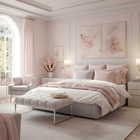 How to Choose Colors and Textures for a Romantic Bedroom Ambiance • 333+ Art Images Modern Pastel Bedroom, Pink Bedroom Accessories, Mauve Bedroom, Blush Pink Bedroom, Pastel Bedroom, Bedroom Ambiance, Feminine Bedroom, Romantic Bedroom, Pink Bedroom