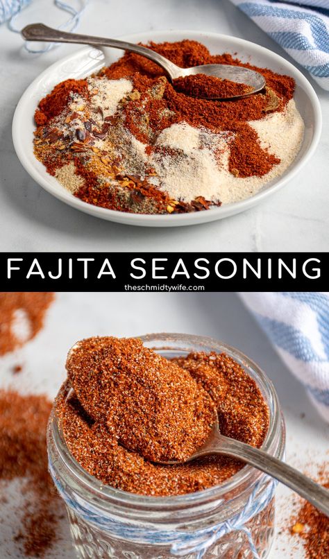 How to make Homemade Fajita Seasoning! Easy to make at home this fajita seasoning leaves all the preservatives found in store bought seasoning out! Perfect for chicken, steak, and veggie fajitas! How To Season Fajita Meat, Fajita Seasoning Single Serving, Mexican Seasoning For Steak, Low Sodium Fajita Seasoning, Keto Fajita Seasoning, Steak Fajitas Seasoning Recipe, Easy Fajita Seasoning, Homemade Chicken Fajita Seasoning, Fajita Seasoning Recipe Steak