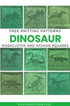 Free Dinosaur Themed Dishcloth and Afghan Square Knitting Patterns