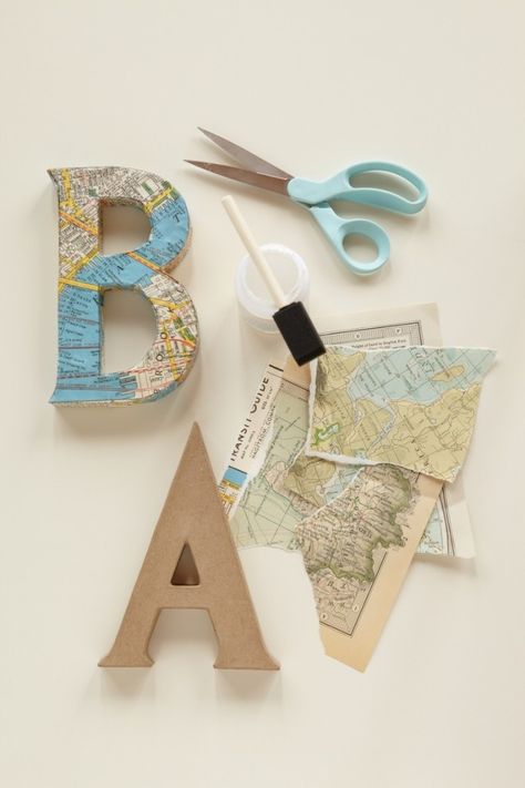 Decoupaged Kraft Letters Decoupage Letters, Γενέθλια Mickey Mouse, Smart Aesthetic, Travel Room, Travel Nursery, Travel Baby Showers, Adventure Baby Shower, Buat Pita, Cut Out Letters