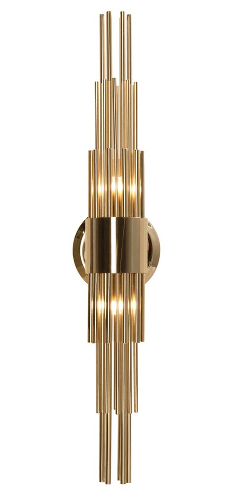 The Streamline Wall Sconce features long gold plated brass tubes that give the design a whole exclusive and deluxe look, setting another level by its distinctive appearance. This recipe of rich materials and sleek lines inspired by art-deco architecture make the Streamline suspension desirable. Finished in Gold, Nickel, Oxidized or Brushed Gold. CE listed. Bathroom Recessed Lighting, Luxury Wall Sconces, Luxury Wall Lights, Lampe Art Deco, Art Deco Bedroom, Art Deco Bathroom, Art Deco Interior Design, Wall Lights Bedroom, Luminaire Mural