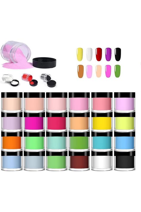 Acrylic Powder, Colored Acrylic Nail Powder Sets Art Tips UV Gel Nail Acrylic Powder Decoration DIY 3D Manicure, 24 Colors Acrylic Powder Nails Acrylic Powder Nails, Nail Acrylic Powder, Long Square Nails, Color For Nails, Nail Acrylic, Acrylic Nail Powder, Colored Acrylic, Colored Acrylic Nails, Nail Powder