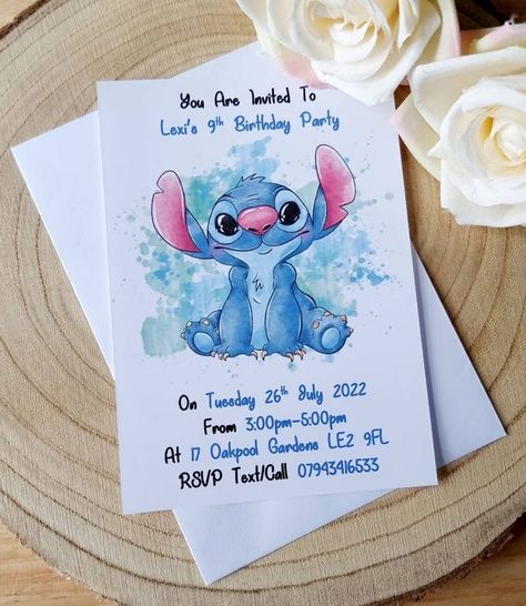 Stitch Invitations, Stitch Themed Birthday Party, Stitch Birthday Party Decorations, Stitch Invitation, Lilo And Stitch Birthday Party, Stitch Bday, Lilo And Stitch Birthday, Stitch Birthday Party, Stitch Party