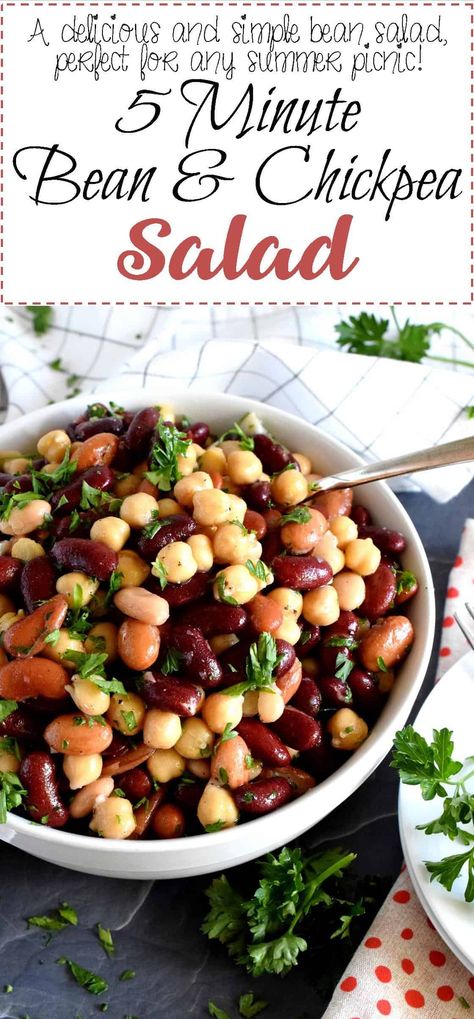 Bean And Chickpea Salad, Bean Salad Recipes Healthy, Chickpea Salad Recipes, Bean Salad Recipes, Hearty Salads, Best Salad Recipes, Chickpea Recipes, Chickpea Salad, Mediterranean Diet Recipes