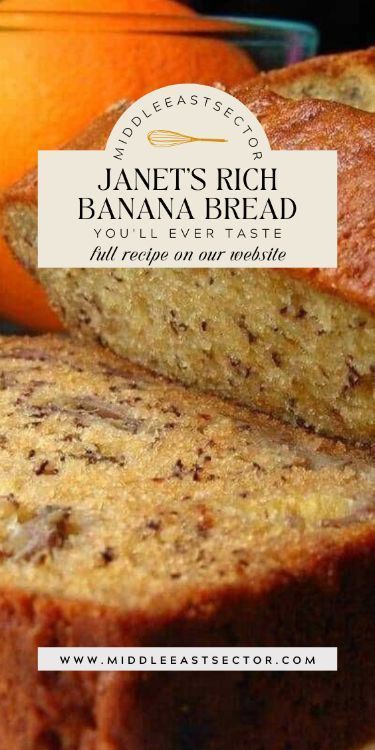 Indulge in the warmth of home-baked goodness with Janet's Rich Banana Bread. This recipe is a treasure trove of flavors, where ripe bananas meet the perfect blend of spices and a touch of Janet's secret ingredient. Elevate your banana bread experience with a slice that's not just moist and flavorful but also a testament to the love and care baked into every bite. Exciting Story: Janet's Rich Banana Bread holds a special place in our hearts, as it's a recipe passed down through generations. Janet, the family matriarch, perfected this banana bread with years of love and a pinch of Janet’s Banana Bread, Janet Rich Banana Bread, Janet’s Rich Banana Bread Recipe, Janet's Rich Banana Bread, Janets Rich Banana Bread, Taste Of Home Banana Bread, Types Of Banana Bread, Rich Banana Bread Recipe, Best Banana Bread Recipe Moist