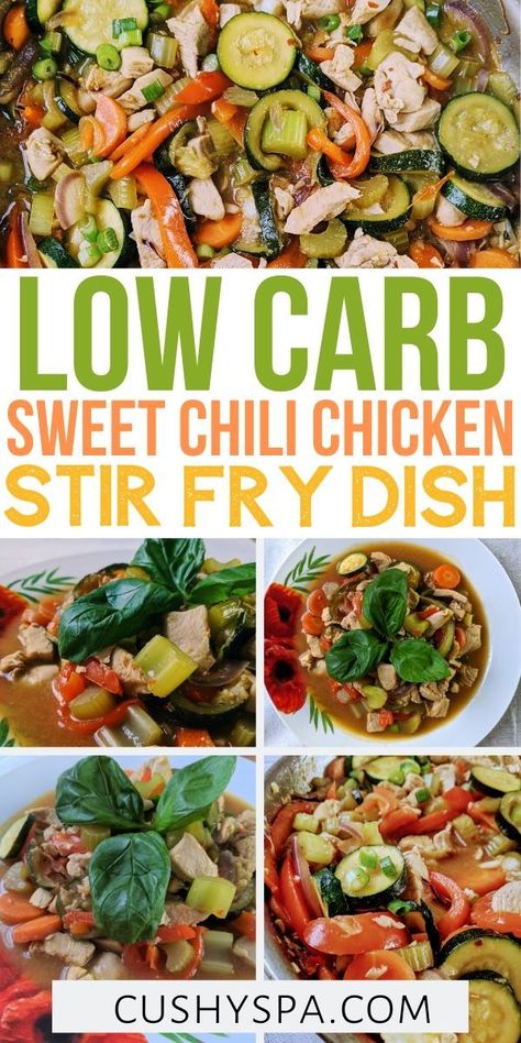 Make this low carb sweet chili chicken stir fry that is very easy to make in just one pan! This delicious dish is perfect for lunch or dinner on a low carb diet! #LowCarb #Keto Chilli Chicken Stir Fry, Stir Fry Low Carb, Sweet Chilli Chicken, Sweet Chili Chicken, Chicken Keto, Pan Recipe, Chili Chicken, Keto Tips, Low Carb Meal Plan