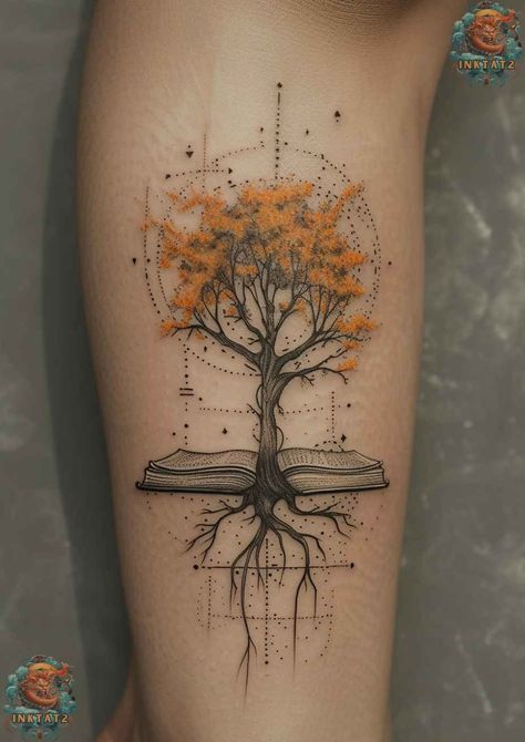 The Enduring Charm of Book-Themed Tattoos 85 Designs: A Tribute to Literary Love - inktat2.com Book Theme Tattoo Ideas, Whimsical Book Tattoo, Book Tattoo Ideas Simple, Art Lover Tattoo, Bookworm Tattoo Ideas, Tattoo For Book Lovers, Tattoos For Writers, Bookworm Tattoos, Tattoo Ideas Book Lovers