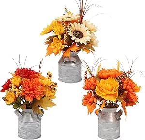 Harvest Table Centerpieces, Faux Potted Plants, Farmhouse Home Office, Thanksgiving Floral Arrangements, Harvest Festival Decorations, Fall Pots, Thanksgiving Flowers, Rustic Thanksgiving, Thanksgiving Floral