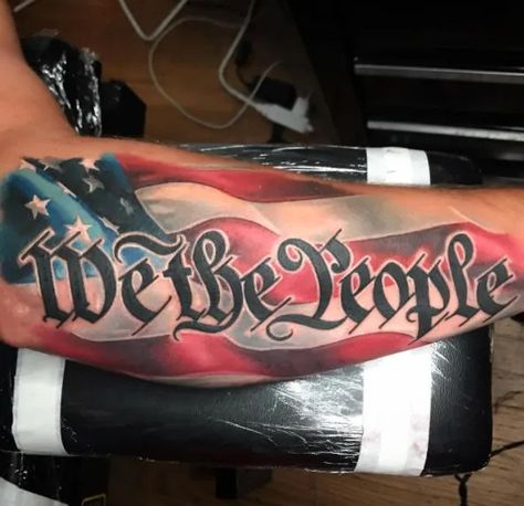 1776 Patriotic Tattoo Design Ideas With Deep Meanings - Tattoo Twist 1776 Tattoo, American Flag Sleeve Tattoo, People Tattoo, Liberty Tattoo, Patriotic Tattoos, Texas Tattoos, Back Of Shoulder Tattoo, Cool Forearm Tattoos, Tattoo People