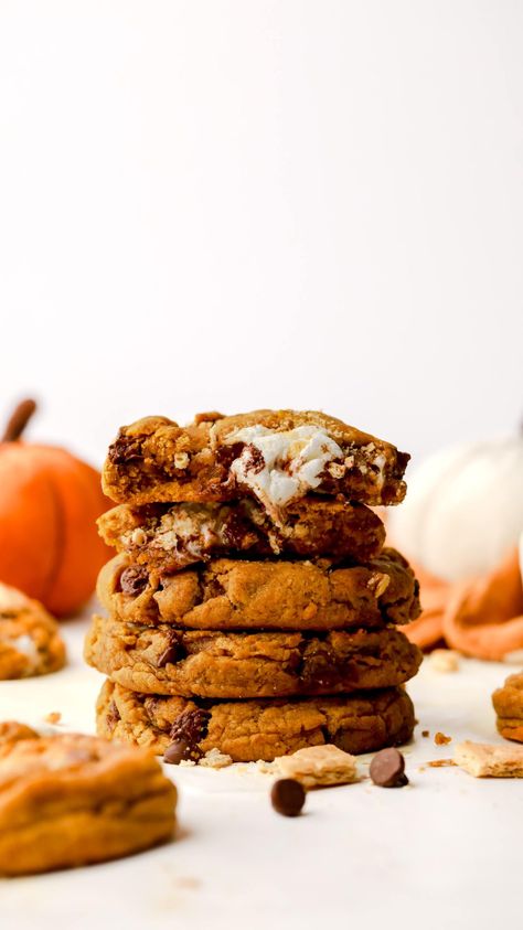 Pumpkin S’mores Cookies Pumpkin Smore Cookies, Pumpkin S’mores Cookies, Pumpkin Smores Cookies, Pumpkin Smores, Cookies 2023, Smores Cookie, S Mores Cookies, Smores Cookies, Dessert For Two