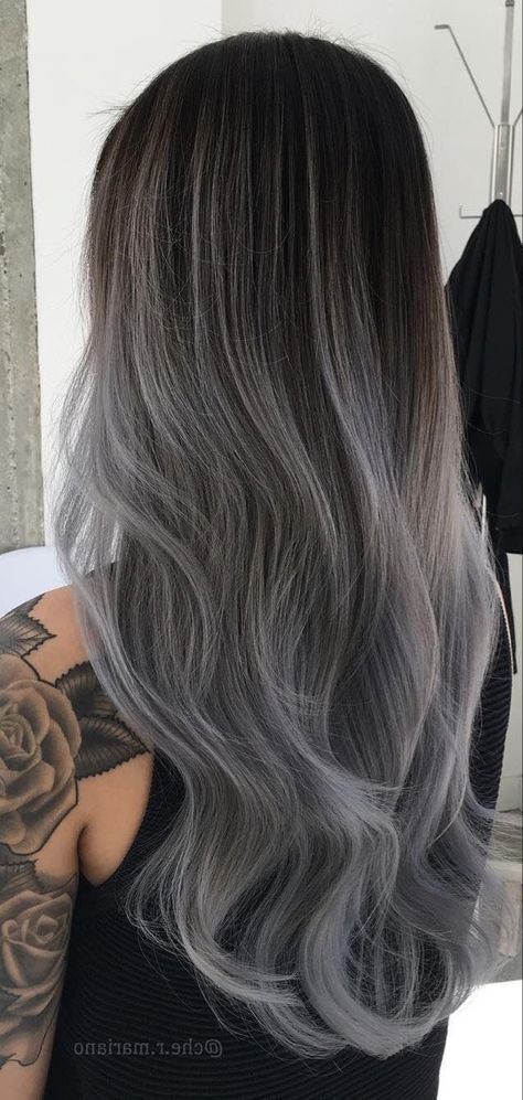 Ash Grey Hair, Silver Ombre Hair, Ombre Hair Color Ideas, Grey Ombre Hair, Brown Ombre Hair, Ash Hair Color, Silver Ombre, Silver Hair Color, Hair Color For Women