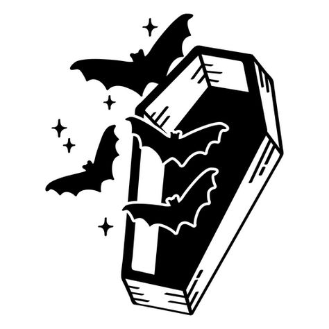 Vampire Coffin, Coffin Tattoo, Vampire Tattoo, Vampire Drawings, Bat Tattoo, Idee Cricut, Spooky Tattoos, Tattoo Flash Art, Black Ink Tattoos