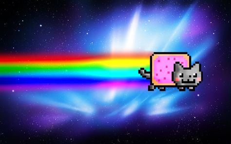 Nyan Cat Wallpaper for Computer | Nyan Cat Wallpaper by ~ExplosivePixel on deviantART Scenecore Wallpaper Desktop, Scene Kid Wallpaper Desktop, Scene Laptop Wallpaper, Scene Aesthetic Wallpaper, Tac Nayn, Scenecore Wallpaper, 2000s Internet, Nya Cat, Scene Wallpaper