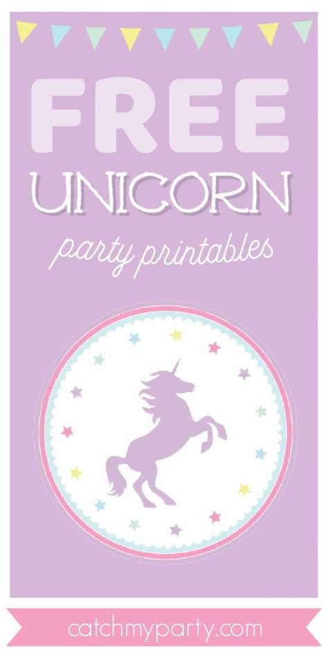 Unicorn Birthday Printables Free, Adopt A Unicorn, Unicorn Party Food, Unicorn Themed Birthday Party, Party Food Labels, Girls Birthday Party Themes, Unicorn Printables, Birthday Party Printables, Party Labels