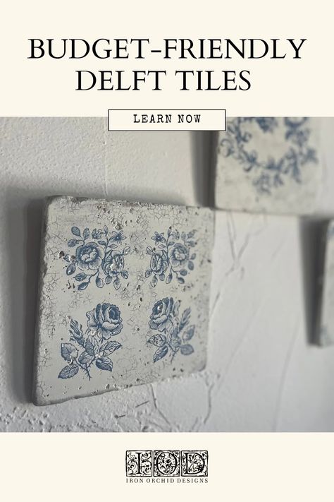 Budget-Friendly Delft Tiles – IOD Public Diy Furniture Appliques, Diy Art Wall, Iod Stamps, Temple House, Furniture Appliques, Delft Tiles, Stamping Projects, Antique Tiles, Diy Tile