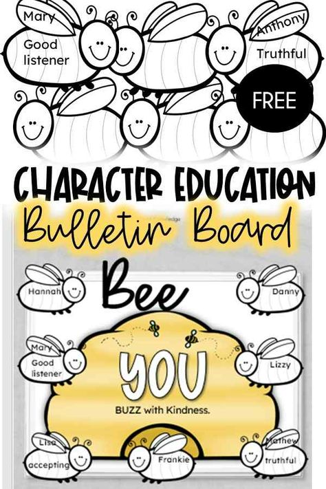 Bee Bulletin Board Ideas, Education Bulletin Board Ideas, Bee Theme Bulletin Board, Character Bulletin Boards, Character Education Bulletin Boards, Bee Bulletin Boards, Counselor Bulletin Boards, Bulletin Boards Theme, Class 2023