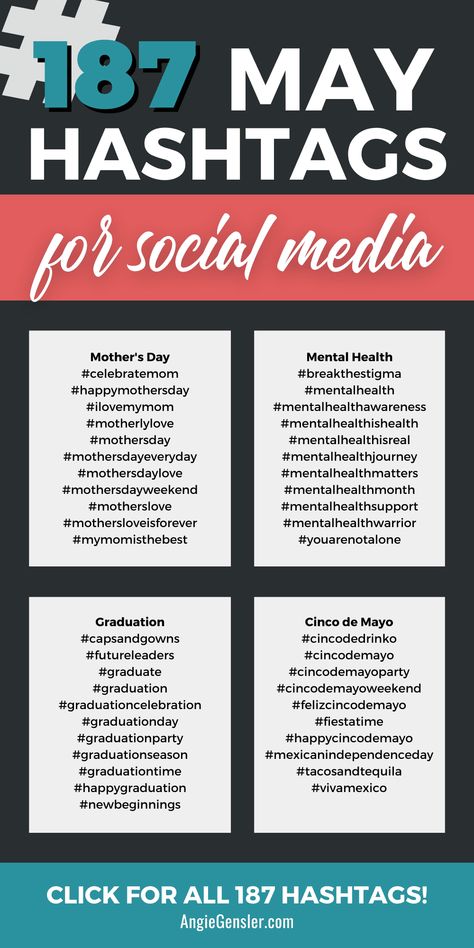 Get more reach with your social media content in May with this list of over 180 hashtags to use all month long! National Sorry Day, Social Media Hashtags, List Of Hashtags, Tiktok Marketing, Facebook Tips, Linkedin Tips, Popular Hashtags, Twitter Tips, How To Use Facebook