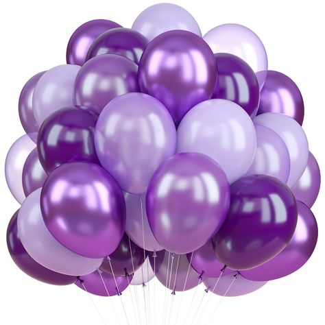 PRICES MAY VARY. What's Included: Enhance your party with our Purple Balloon Kit! This set features 20 pearl purple balloons, 20 dark purple balloons, 10 macaron purple balloons, 5 metallic purple balloons, 5 light purple balloons, all sized at 12 inches. Plus, we've included balloon ribbon to perfect your purple theme decor. High-Quality: Crafted from premium latex, these balloons are non-toxic and harmless. They are designed to be filled with either air or helium, ensuring long-lasting enjoyme Purple Balloons Decorations, Birthday Purple Theme, Purple Themed Birthday Party, Wedding Theme Purple, Sweet 16 Purple, Balloons Purple, 60 Balloons, Purple Party Decorations, Wedding Mermaid