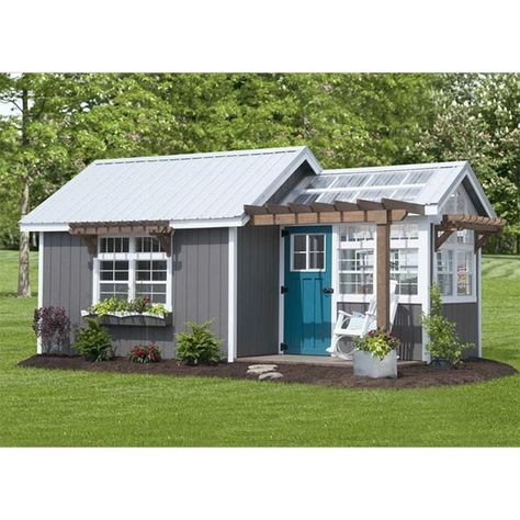 This 10' x 20' Garden shed in Ohio is available at Hartville Outdoor Products located just outside of Cleveland and Akron. Colorado Bedroom, Greenhouse Shed Combo, Large Shutters, Farmhouse Sheds, Land House, Vege Garden, Conservatory Ideas, Backyard Storage Sheds, Custom Sheds