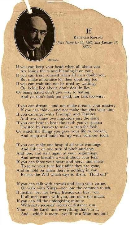 If By Rudyard Kipling, Classic Poems, Meaningful Poems, Inspirational Poems, Famous Poems, Rudyard Kipling, Poetry Inspiration, Poems Beautiful, Literature Quotes