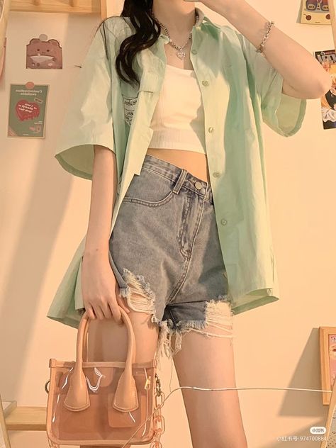 Cute Korean Fashion Summer, Cute Korean Summer Outfits, Chinese Summer Outfits, Korean Outfits Summer, Summer Korean Outfits, Summer Outfits Korean, Women Nightwear Dresses, Cute Outfits With Shorts, Cotton Night Dress