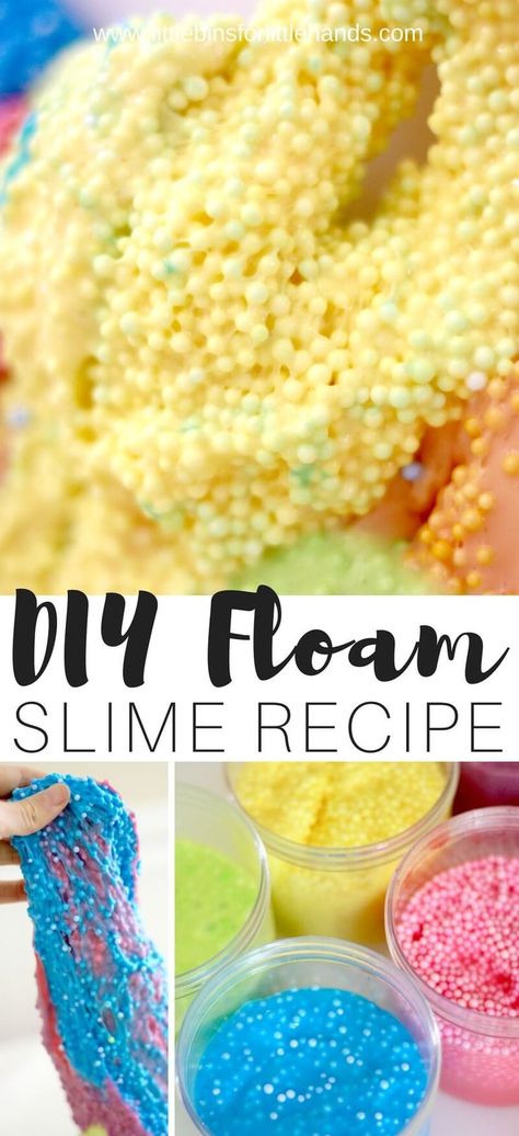 Yes, you can make your own floam! Of course you can buy floam but how about making your own with our DIY homemade floam slime recipe. The best part about our floamy-slime or our slimey-floam is that you get to adjust the texture! We had a ton of fun exper Crunchy Slime Recipe, Floam Recipe, Diy Floam, Slime Lab, Homemade Slime Recipe, Smoothie Recipes For Kids, Homemade Playdough Recipe, Easy Slime Recipe, Cool Science