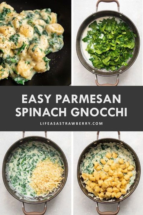 Gnocchi Easy, Gnocchi Homemade, Spinach Gnocchi, Gnocchi Recipes Easy, Parmesan Spinach, Gnocchi Dishes, Spinach Sauce, Great Dinner Recipes, Gnocchi Recipe