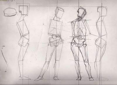 classical figure drawing and the contemporary realism of hedwardbrooks: Boxing in the Basic Volumes of the Figure, Basic Figure Structure Bl... 3d Drawing Techniques, Body Flexibility, Body Draw, Figure Drawing Tutorial, Male Figure Drawing, Gif Art, Art Examples, Contemporary Realism, Art Final