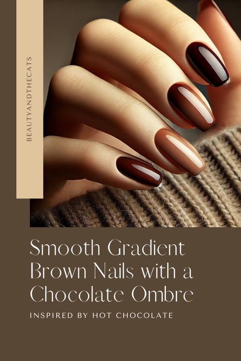 Elevate your style with these elegant short nails featuring a rich chocolate brown ombre. The smooth gradient effect transitions from deep brown to a soft neutral, making this manicure perfect for fall and winter looks. Ideal for those who love a refined and warm nail art design. #BrownNails #OmbreNails #GradientNails #FallNailTrends #ChocolateNails Chocolate Ombre Nails, Gradient Fall Nails, Elegant Short Nails, Chocolate Brown Ombre, Brown Ombre Nails, Fall Nail Trends, Cute Nail Art Designs, Gradient Brown, Gradient Nails