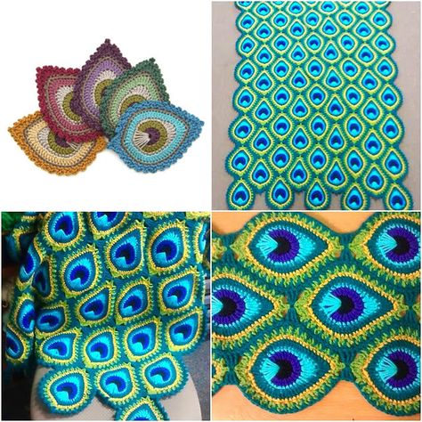 Peacock Blanket, Peacock Crochet, Sulaman Pita, Toy Hammock, Confection Au Crochet, Fashion Crochet, Peacock Pattern, Crochet Patterns Free Blanket, Crochet Motifs