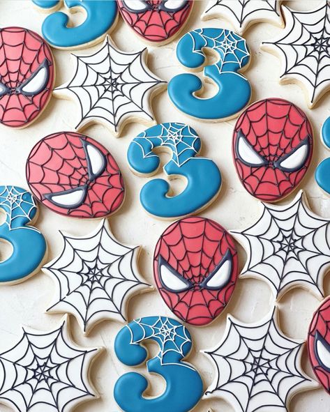 3rd Bday Spiderman, Spider Man 2 Birthday, Marvel Birthday Cupcakes, Third Birthday Spiderman, Three Year Old Spiderman Birthday, Spidey Second Birthday, Spider-man Fourth Birthday, Aesthetic Spiderman Birthday, Spiderman 3rd Birthday Party Decorations