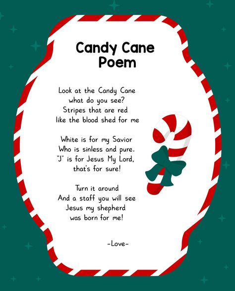 Candy Cane Jesus Craft, Story Of The Candy Cane Printable, Christmas Poems For Kids Church, Candy Cane Poem About Jesus, Candy Cane Jesus Printable, Kids Christmas Poems For Church, Candy Cane Story Of Jesus, Christmas Readings For Church, Christmas Poems For Kids Christian