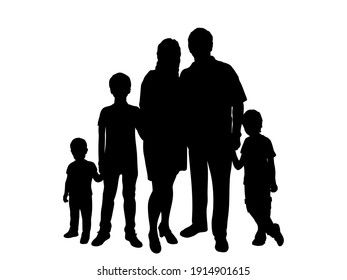 Family Silhouette Images, Stock Photos & Vectors | Shutterstock Family Silohettes, Siluete Umane Familie, Family Of 5 Silhouette, Family Siluet, Family Silhouette Tattoo, Family Silhouette Art, Koi Fish Drawing Tattoo, Tattoos Family, Tattoo Silhouette