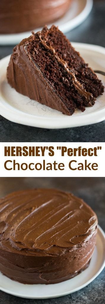 Hershey's "perfectly chocolate" chocolate cake with 5 ingredient chocolate frosting is our favorite homemade chocolate cake recipe.   | tastesbetterfromscratch.com #chocolate #cake #Hersheys #homemade #easy #frosting #fromscratch #best via @betrfromscratch Chocolate Chocolate Cake, Hershey Chocolate Cakes, Chocolate Desserts Cake, Perfect Chocolate Cake, Coconut Dessert, Homemade Chocolate Cake, Brownie Desserts, Lunch Recipe, Cake Easy