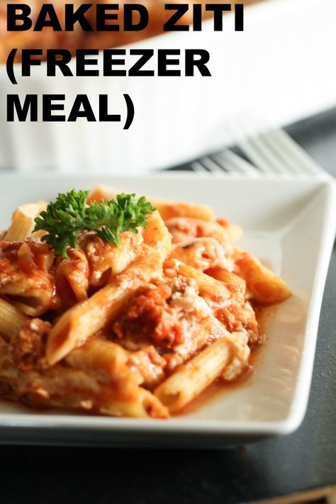 Baked Ziti Freezer Meal, Freezer Baked Ziti, Easy Ziti, Easy Baked Ziti, Freezer Dinners, Freezer Friendly Meals, Ziti Recipes, Freezable Meals, Make Ahead Freezer Meals