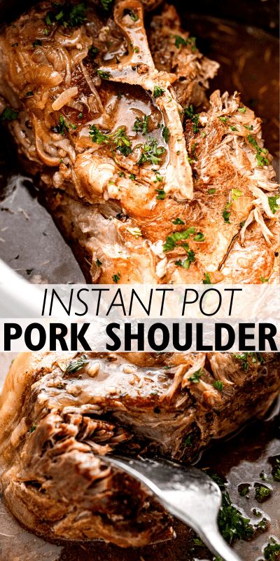 This easy recipe turns a simple Instant Pot Pork Shoulder into a gourmet delight. Enjoy a tender pork roast infused with the flavors of white wine, garlic, and herbs, all complemented by a savory onion sauce. Instant Pot Pork Shoulder, Pork Shoulder Steak, Pressure Cooker Pork, Pork Shoulder Recipes, Shoulder Roast, Tender Meat, Pork Roast Recipes, Pork Shoulder Roast, Onion Sauce